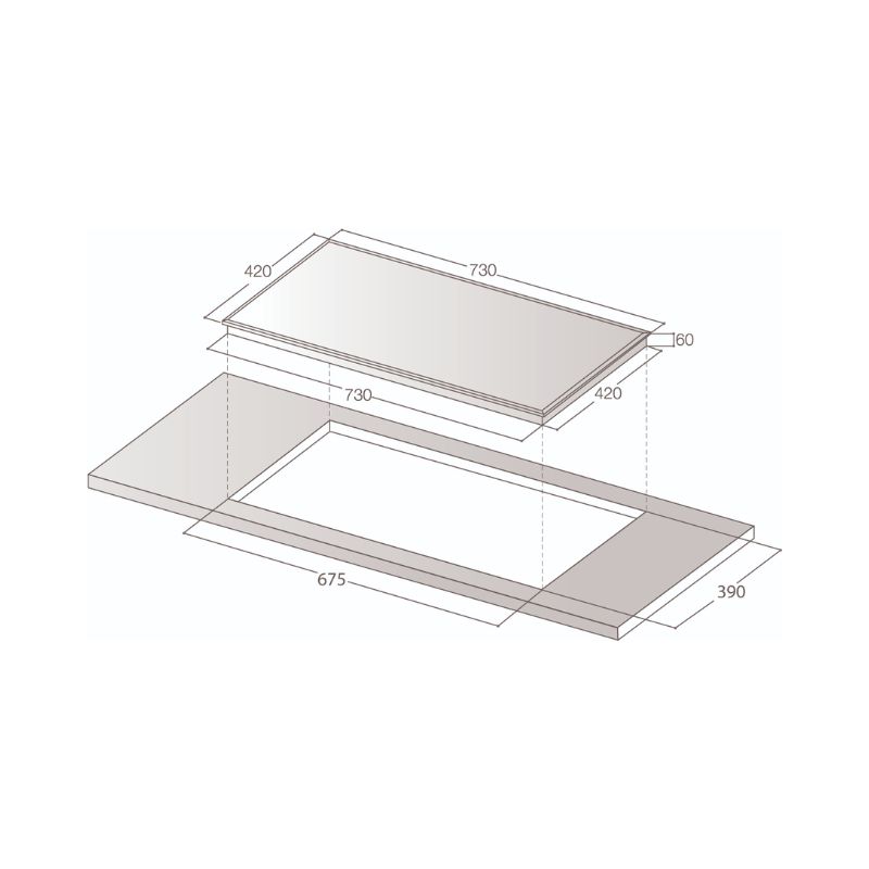 Bếp từ Lorca TA-1009 Plus 4 Kích thước bếp từ Lorca TA-1009 Plus
