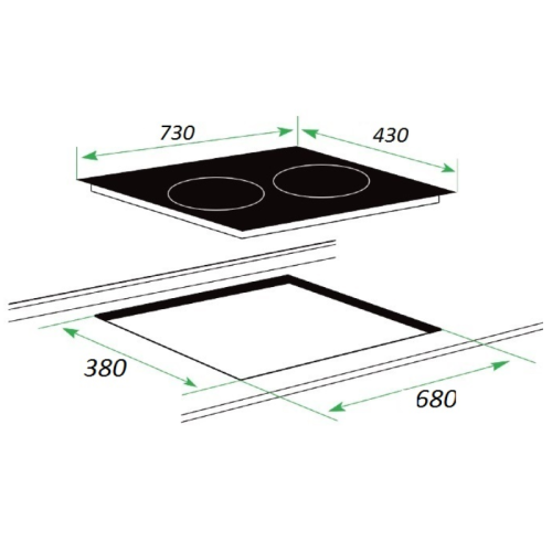 Kích thước bếp Điện Từ Kaff KF-FL108 