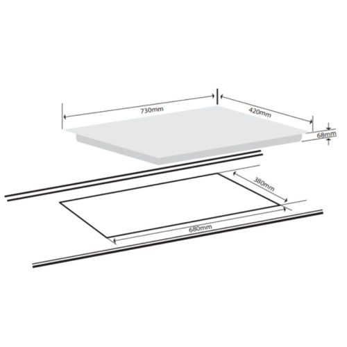 Kích thước bếp từ đôi Giovani G-2218 MAS lắp âm