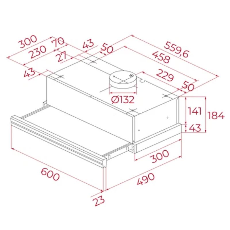 Máy hút mùi âm tủ Teka TOTAL CNL 6415 6 Kích thước ảnh máy hút mùi âm tủ Teka TOTAL CNL 6415