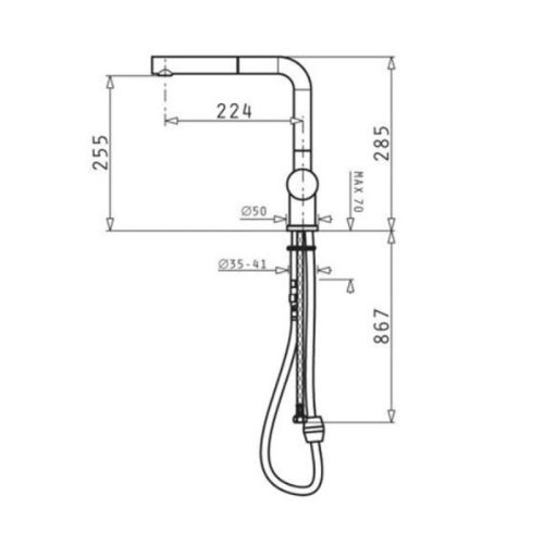 Kích thước Vòi rửa Pyramis Bosch HMH.096700201 - Aladia