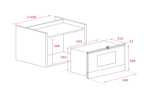 Kích thước lò vi sóng Teka ML 822 BIS L